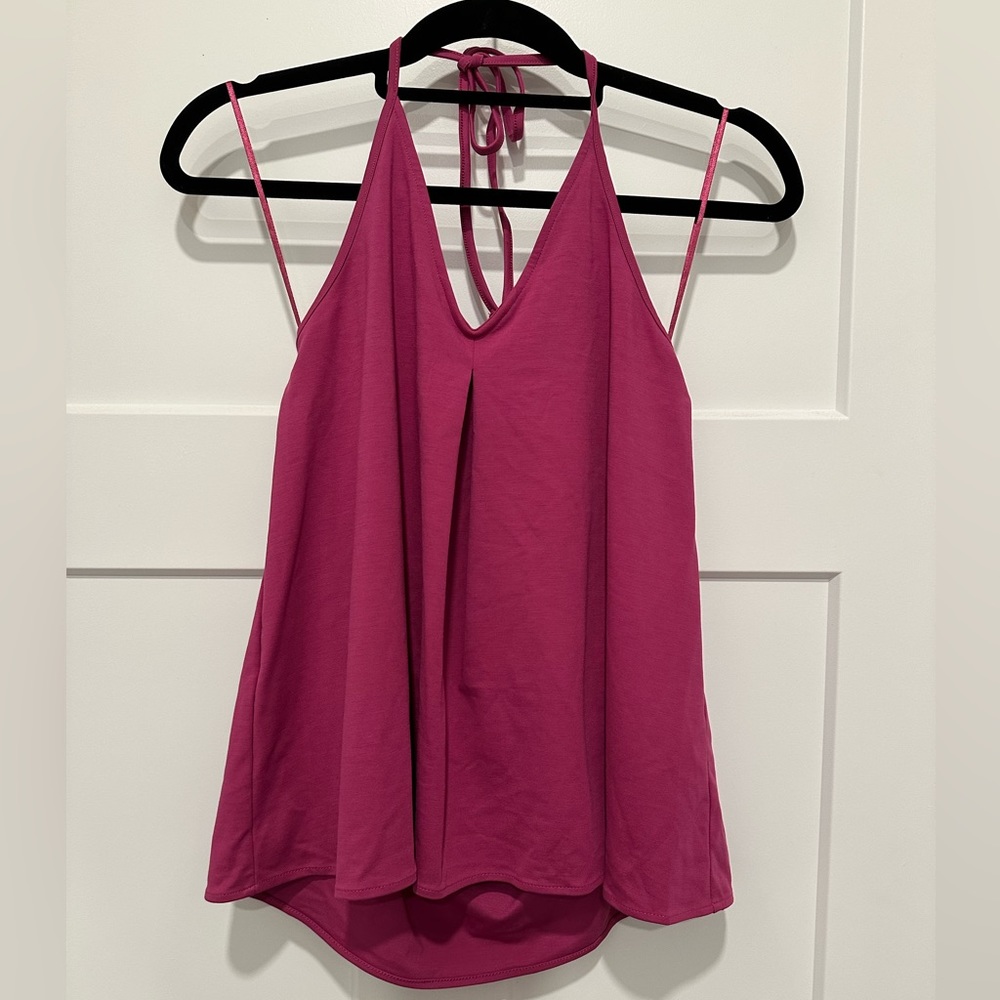 Banana Republic Fuchsia Pleated Front Halter Top NWT